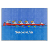 Funny pelicans ruderender Cartoon Schneidebrett (Vorderseite)