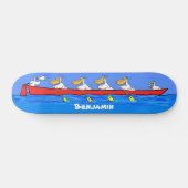 Funny pelicans ruderender Cartoon Skateboard (Horizontal)