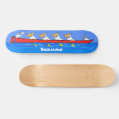 Funny pelicans ruderender Cartoon Skateboard (Horizontal)
