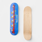 Funny pelicans ruderender Cartoon Skateboard (Vorderseite)