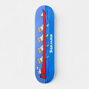 Funny pelicans ruderender Cartoon Skateboard