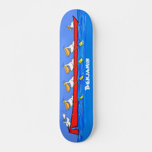 Funny pelicans ruderender Cartoon Skateboard (Vorne)