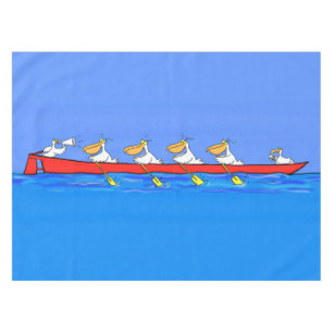 Funny pelicans ruderender Cartoon Tischdecke