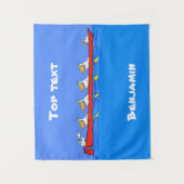 Funny pelicans ruderender Cartoon Wandteppich (Vorderseite)