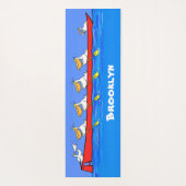 Funny pelicans ruderender Cartoon Yogamatte (Rückseite)