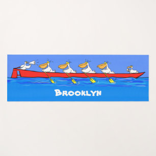 Funny pelicans ruderender Cartoon Yogamatte