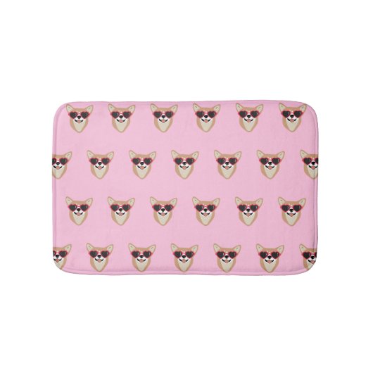 Funny Pembroke Welsh Corgi Pattern Pink Badematte (Vorderseite)