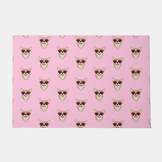 Funny Pembroke Welsh Corgi Pattern Pink Fußmatte (Vorderseite)