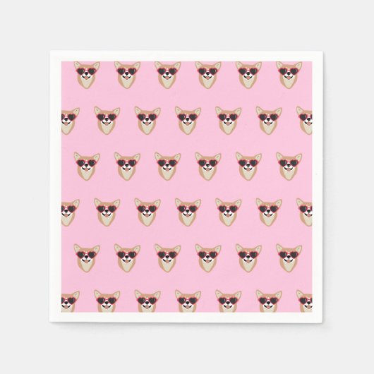 Funny Pembroke Welsh Corgi Pattern Pink Serviette (Vorderseite)