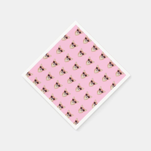 Funny Pembroke Welsh Corgi Pattern Pink Serviette (Ecke)
