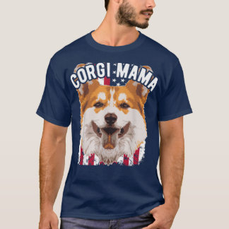 Funny Pembroke Welsh Corgis Corgi Mama mit US Fla T-Shirt