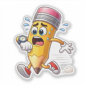 Funny Pencil Running Late Custom-Cut Vinyl Sticker (Vorderseite)
