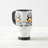 Funny Penguin Ate My Brain Graphic Reisebecher (Vorderseite Links)