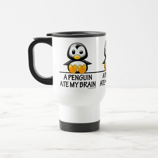 Funny Penguin Ate My Brain Graphic Reisebecher (Links)