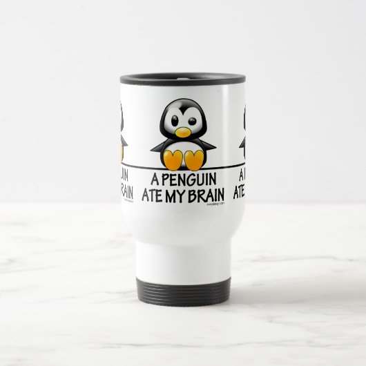 Funny Penguin Ate My Brain Graphic Reisebecher (Mittel)