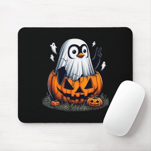 Funny Penguin Boo Halloween Ghost Womens Mens Kids Mousepad (Mit Mouse)