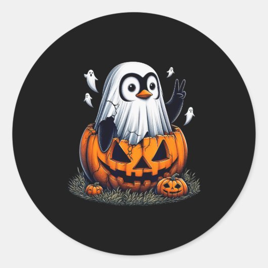 Funny Penguin Boo Halloween Ghost Womens Mens Kids Runder Aufkleber (Vorderseite)