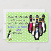 Funny Penguin Bowling Birthday Party Personalisier Einladung (Vorderseite)