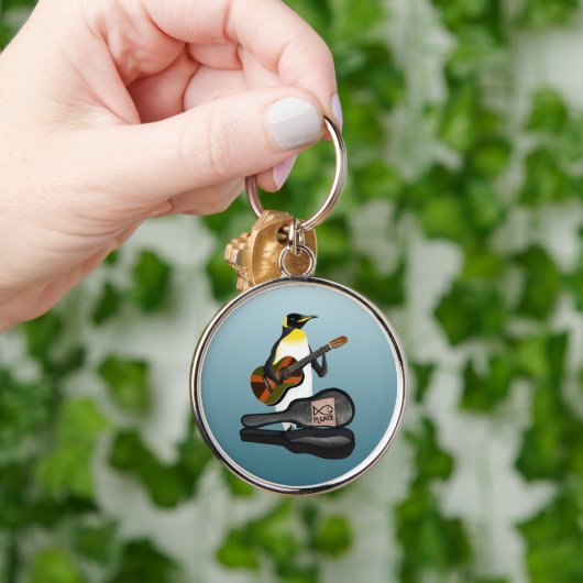 Funny Penguin Busking Schlüsselanhänger (Hand)