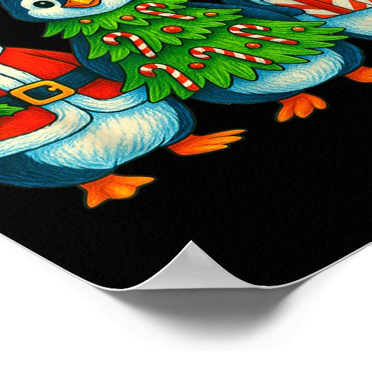 Funny Penguin Christmas Lights Penguin Cute Xmas H Poster (Ecke)