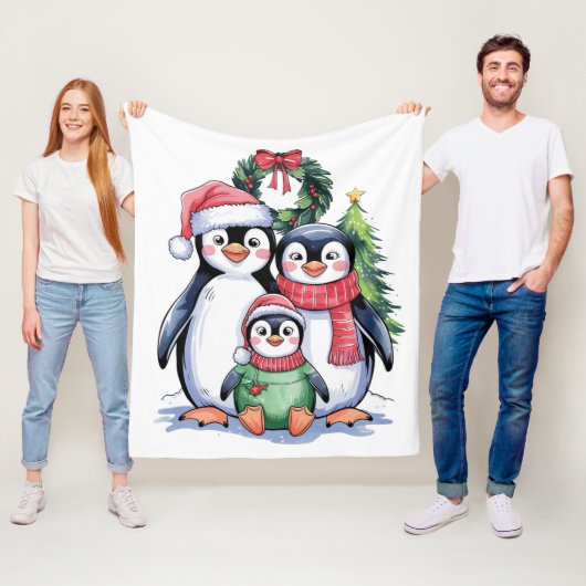 Funny Penguin Christmas Matching Familie Pajamas Fleecedecke (Beispiel)