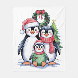 Funny Penguin Christmas Matching Familie Pajamas Fleecedecke