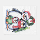 Funny Penguin Christmas Matching Familie Pajamas Fleecedecke (Vorderseite (Horizontal))