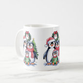 Funny Penguin Christmas Matching Familie Pajamas Kaffeetasse (Vorderseite Links)