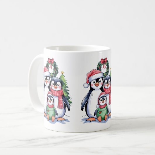 Funny Penguin Christmas Matching Familie Pajamas Kaffeetasse (Vorderseite Links)