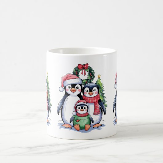 Funny Penguin Christmas Matching Familie Pajamas Kaffeetasse (Mittel)