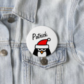 Funny penguin Christmas party name round pinback Button (Beispiel)