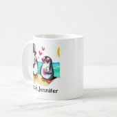 Funny Penguin Couple Names Personalized Kaffeetasse (Vorderseite Links)