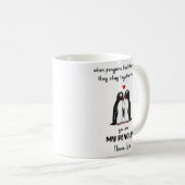 Funny Penguin Couple Valentine's Day Tasse (VorderseiteRechts)