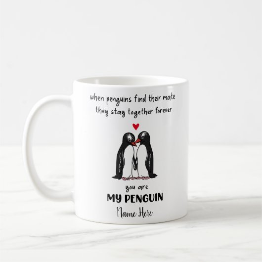 Funny Penguin Couple Valentine's Day Tasse (Links)
