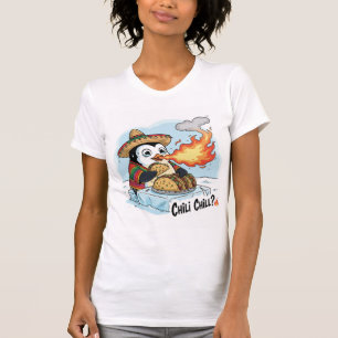 Funny Penguin Eating Spicy Tacos T - Shirt