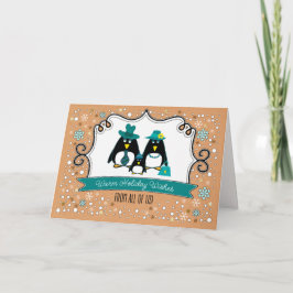 Funny Penguin Familie von 3 Custom Christmas Feiertagskarte