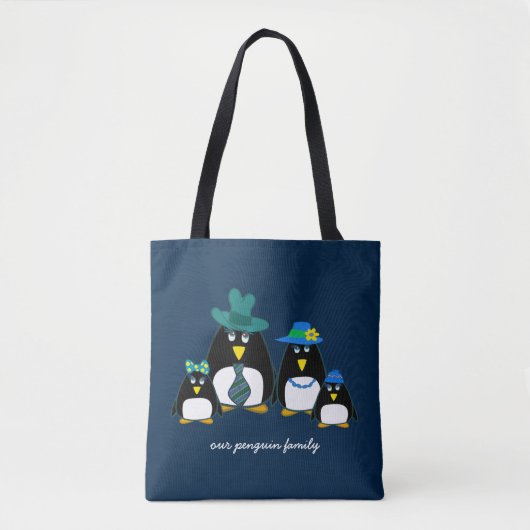 Funny Penguin Familie von 4 Weihnachtsgeschenke Tr Tasche (Vorderseite)
