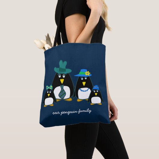 Funny Penguin Familie von 4 Weihnachtsgeschenke Tr Tasche (Von Nahem)