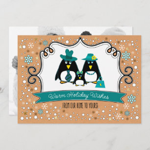 Funny Penguin Familienweihnachtskarte Feiertagskarte