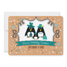 Funny Penguin Familienweihnachtskarte