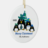 Funny Penguin Family Custom Christmas Keramik Ornament (Rechts)
