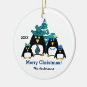 Funny Penguin Family Custom Christmas Keramik Ornament (Links)
