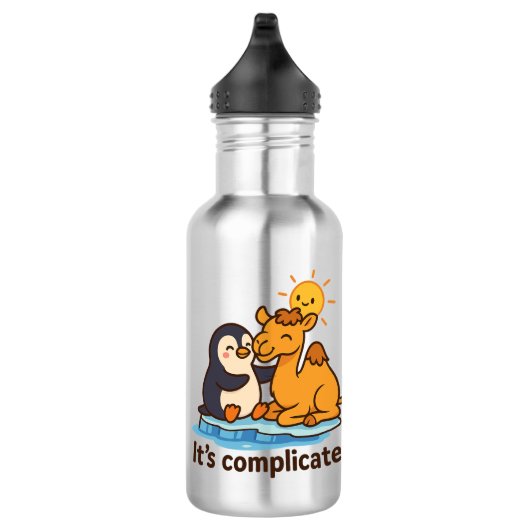 Funny Penguin & Giraffe Water Bottle Edelstahlflasche (Rechts)