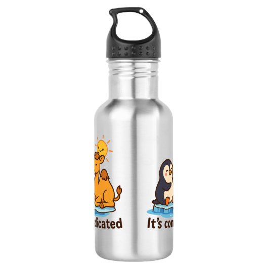 Funny Penguin & Giraffe Water Bottle Edelstahlflasche (Rückseite)
