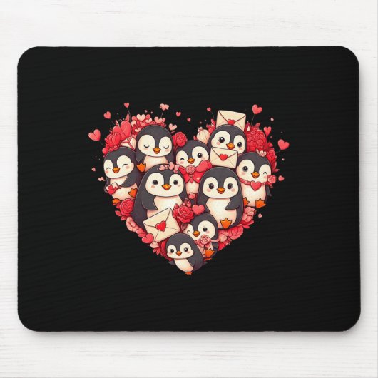 Funny Penguin Heart Valentine Penguin Womens Mens Mousepad (Vorne)