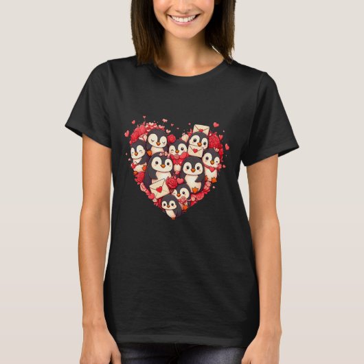 Funny Penguin Heart Valentine Penguin Womens Mens  T-Shirt (Vorderseite)