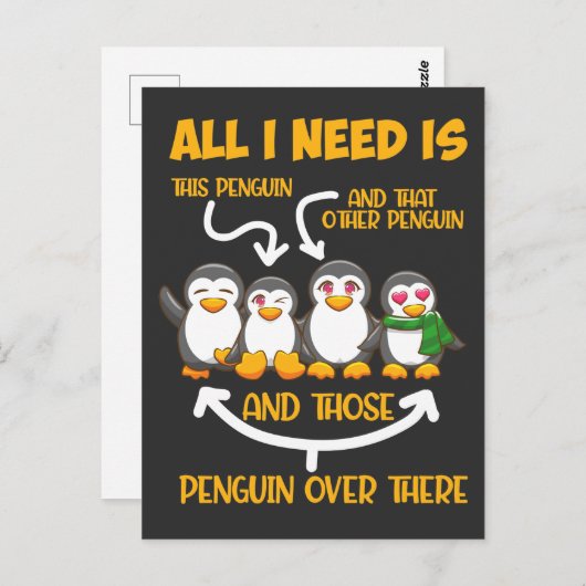 Funny Penguin Lover Ice Birds Enthusiast Postkarte (Vorne/Hinten)