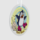 Funny Penguin on Roller Skates Ornament (Vorderseite)