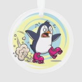 Funny Penguin on Roller Skates Ornament (Rückseite)