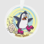 Funny Penguin on Roller Skates Ornament (Vorderseite)